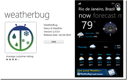 Weatherbug agora no WP7 Marketplace com notificações Push - Windows Club